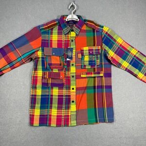 Polo Ralph Lauren Shirt Mens Medium Multi Summit Madras Patchwork Southwestern